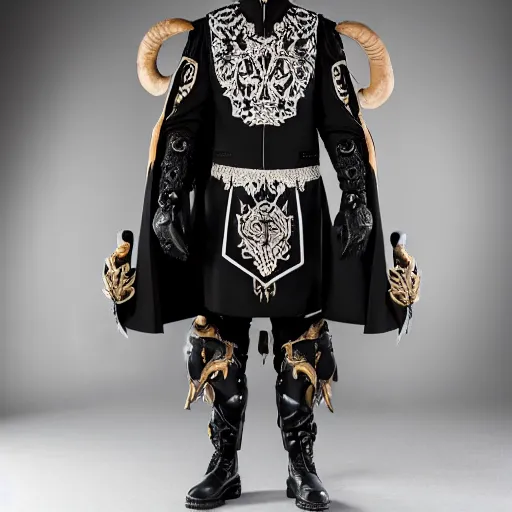 Image similar to medium face shot of adult Austin Butler dressed in futuristic-baroque black-prussian blue garb with Griffin-Ram embroidery emblem, and nanocarbon-vest and greaves, standing in an arena in Dune 2021, XF IQ4, f/1.4, ISO 200, 1/160s, 8K, face in-frame