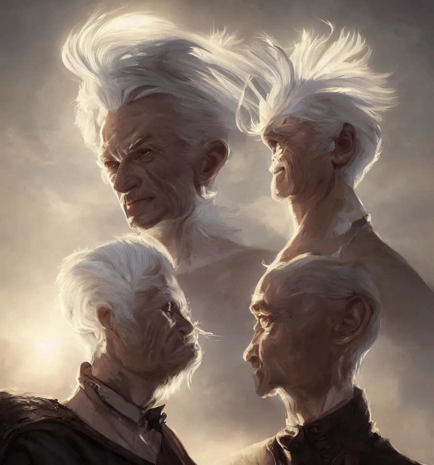 Prompt: a portrait of a beautiful, handsome prince with white hair, elegant, backlit, incredible lighting, strong rim light, highly detailed, god rays, digital painting, HDRI, by Alvaro Castagnet, Peter Mohrbacher and Dan Mumford, vivid colors, high contrast, 8k resolution, intricate, photorealistic, smooth