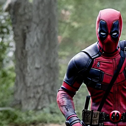 Image similar to deadpool in the walking dead 4 k detailed super realistic
