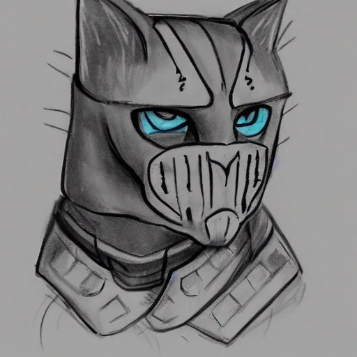 Image similar to cat in knights armor sketch