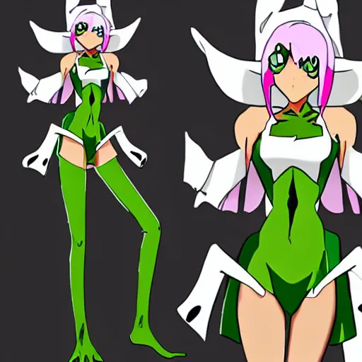 Image similar to kermit the frog as ragyo kiryuin from kill la kill, anime