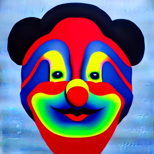 Image similar to evilclown by shusei nagaoka, kaws, david rudnick, airbrush on canvas, pastell colours, cell shaded, 8 k