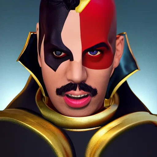 Prompt: portrait freddie mercury as the new marvel's avenger, octane render, detailed, brawl stars, unreal engine 5, cinema 4 d cinematic, artstation, greg rutkowski, clash of clan, clash royal