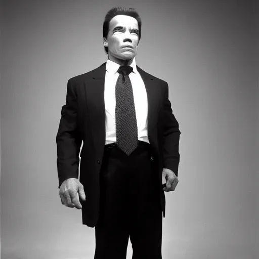 Image similar to Arnold Schwarzenegger as a thin man, 8k, studio photo, studio lighting