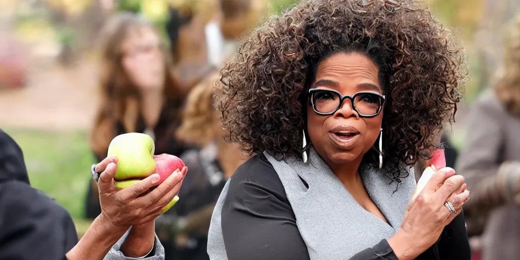Prompt: oprah eating an apple
