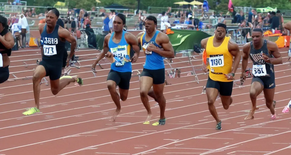 Image similar to all types of animals competing in the 1 0 0 meter dash