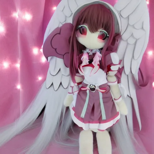 Prompt: cute fumo plush of an angel girl with wings and a glowing halo, anime girl