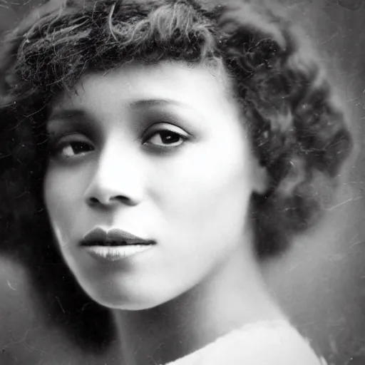 Image similar to headshot edwardian photograph of alicia keys, whitney houston, beyonce, rihanna,, 1 9 2 0 s film actress, realistic face, ethereal, 1 9 1 0 s, grainy, victorian, soft blur