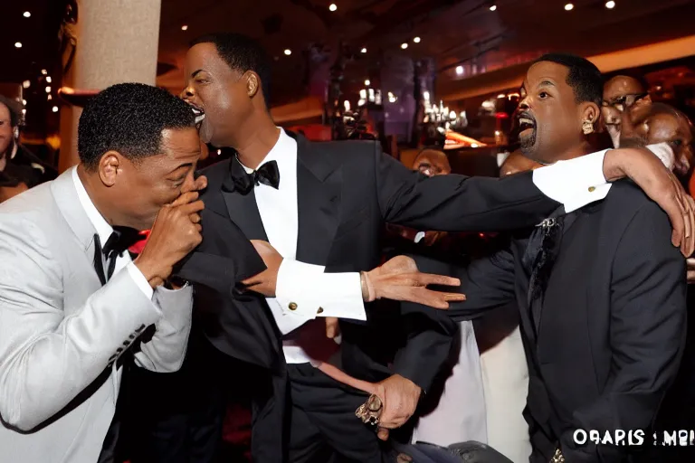 Image similar to chris rock slapping will smith, at the oscar's, 8 5 mm