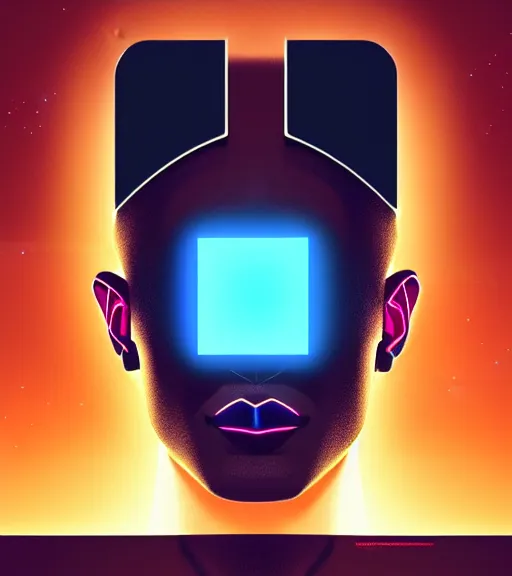 Image similar to symmetry!! egyptian god of technology, solid cube of light, hard edges, product render retro - futuristic poster scifi, lasers and neon circuits, brown skin handsome egyptian god, intricate, elegant, highly detailed, digital painting, artstation, concept art, smooth, sharp focus, illustration, dreamlike, art by artgerm