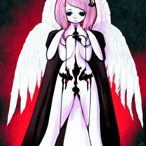 Prompt: Super Cute Angel of Death, Horror, Kawaii
