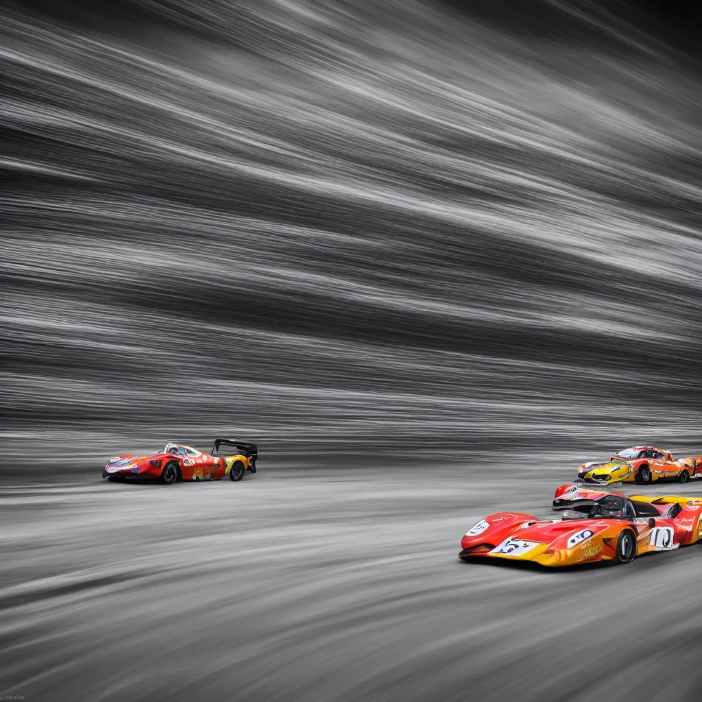 Image similar to racing cars in long exposure photographed by andreas gursky, sony a 7 r 3, f 1 1, ultra detailed,