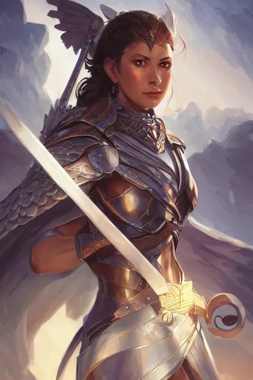 Image similar to amazon valkyrie athena, d & d, fantasy, portrait, highly detailed, headshot, digital painting, trending on artstation, concept art, sharp focus, illustration, art by artgerm and greg rutkowski and magali villeneuve