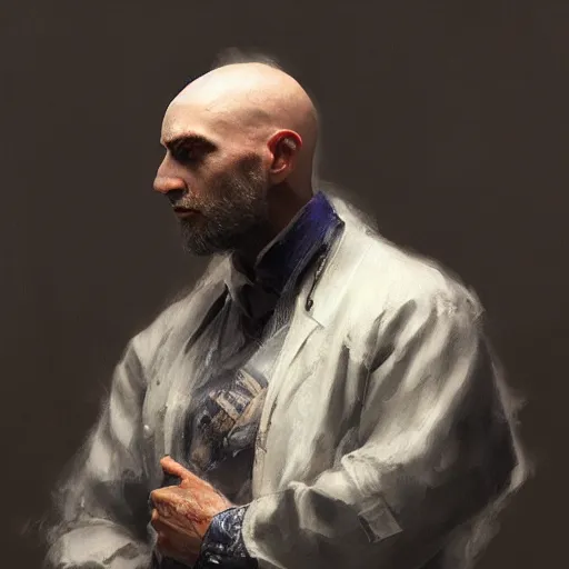 Image similar to fox foxman wearing a doctor outfit by ruan jia, portrait