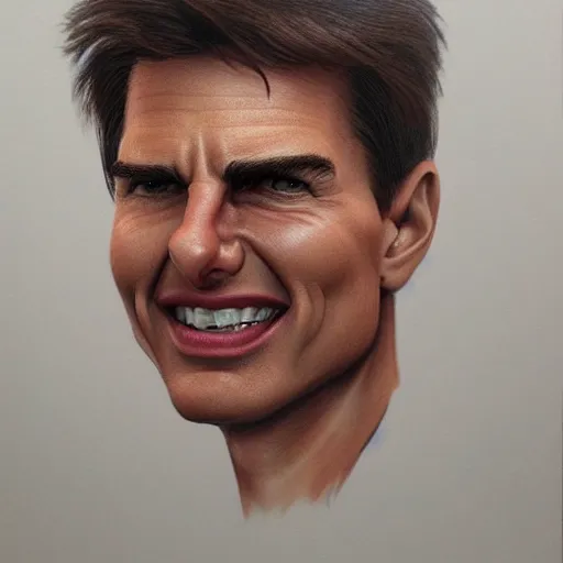 Prompt: caricature of tom cruise, closeup of face, exaggerated features, highly detailed, drawing by mahesh nambiar, sebastian kruger, archille superbi, carola rubio, artstation