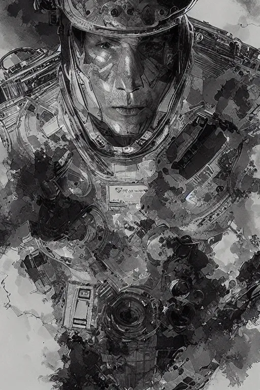 Prompt: portrait of astronaut from the void, pen and ink, intricate line drawings, by craig mullins, ruan jia, kentaro miura, greg rutkowski