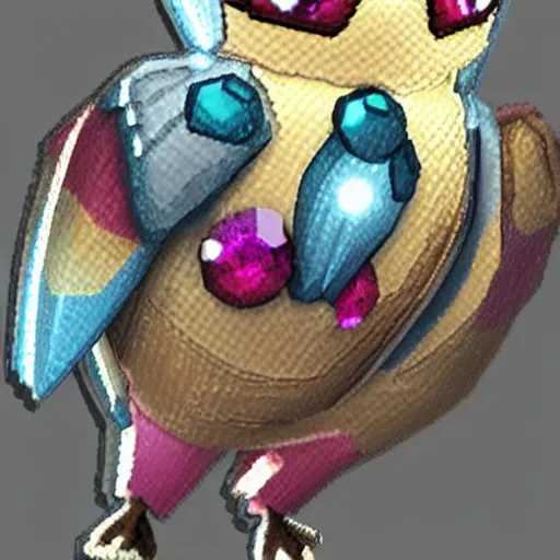 Prompt: a woodpecker made of shining gems ， pokemon style. unreal engine.