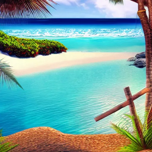 Prompt: very relaxing beach image hd, fully detailed, realistic