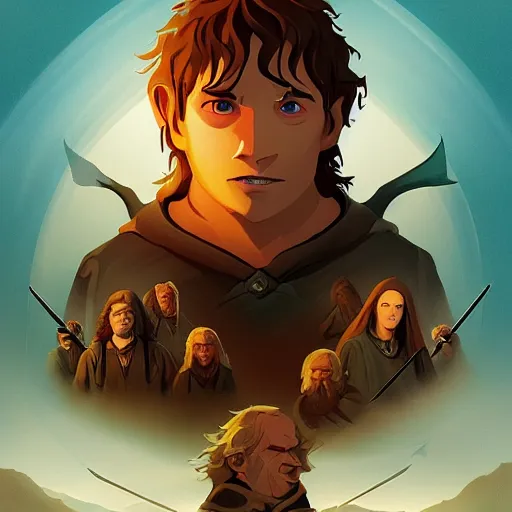 Prompt: face icon stylized minimalist the lord of the rings : the fellowship of the ring 2 0 0 1, loftis, cory behance hd by jesper ejsing, by rhads, makoto shinkai and lois van baarle, ilya kuvshinov, rossdraws global illumination