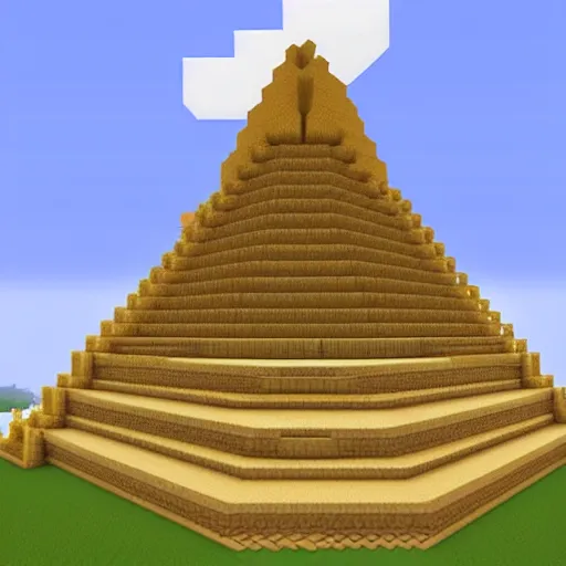 Prompt: a giant alpha pyramid build in minecraft
