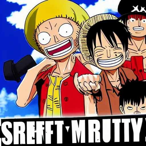 Image similar to president trump as luffy in one piece