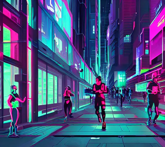 Image similar to cyberpunk netrunners, street level