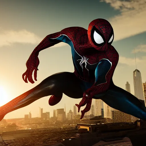 Image similar to a single venom and spider - man hybrid, dslr, cinematic, volumetric lighting, 8 k resolution, photorealistic