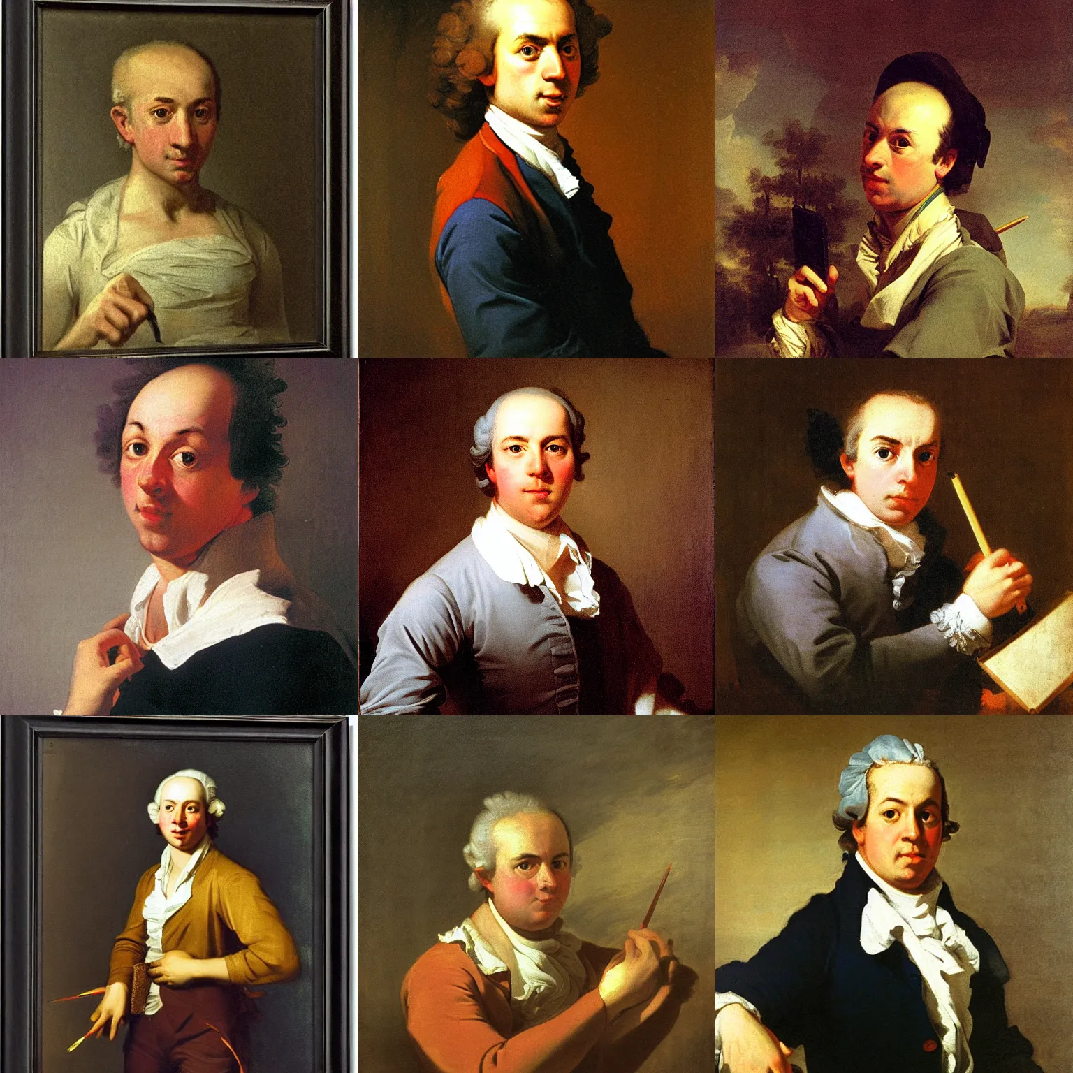 Prompt: playful self portrait by joseph ducreux