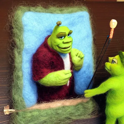 Image similar to shrek needle felted + needle felting art