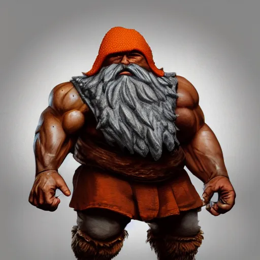 Prompt: portrait of a small dwarf with an large orange beard, muscular build, tough, highly detailed, ultra realistic, trending on artstation, photo, medieval, fantasy