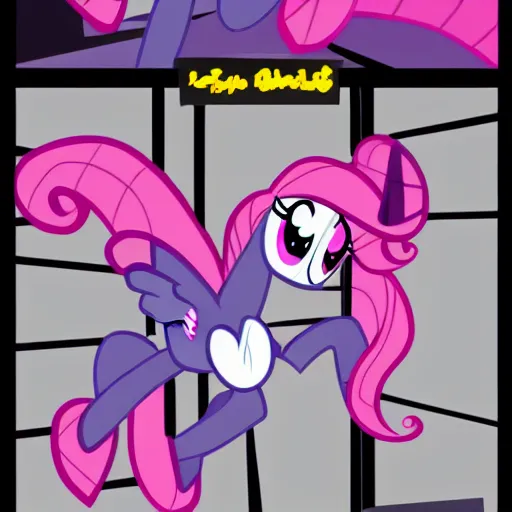 Image similar to pinkie pie my little pony as a spider