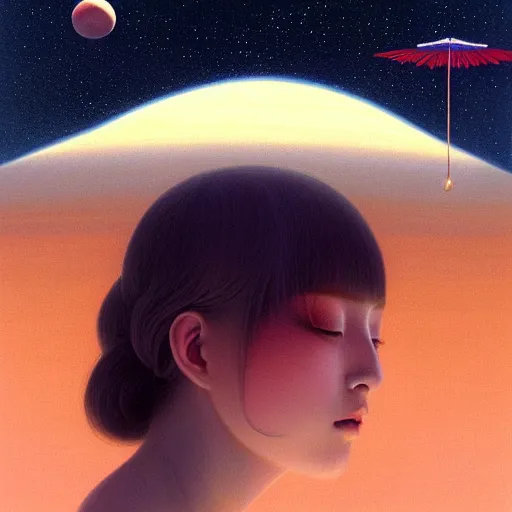 Image similar to a ultradetailed beautiful painting of a young german japanese woman on mars by hsiao ron cheng, ngai victo, nivanh chanthara jean delville wlop and dougherty patrick, trending onv artstation, light sparkles, major arcana sky, sharp focus, soft light