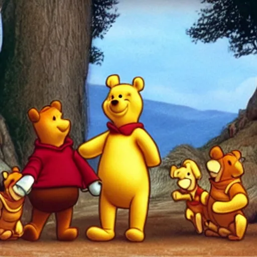 Image similar to A still of Winne the Pooh as Keanu Reeves