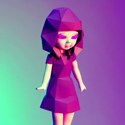 Image similar to girl, magical power, 3 d, one object, low poly, cute, illustration