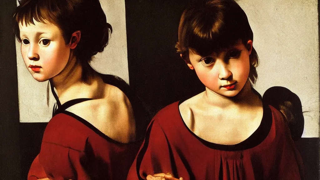 Prompt: A decent young girl portrait by Caravaggio.