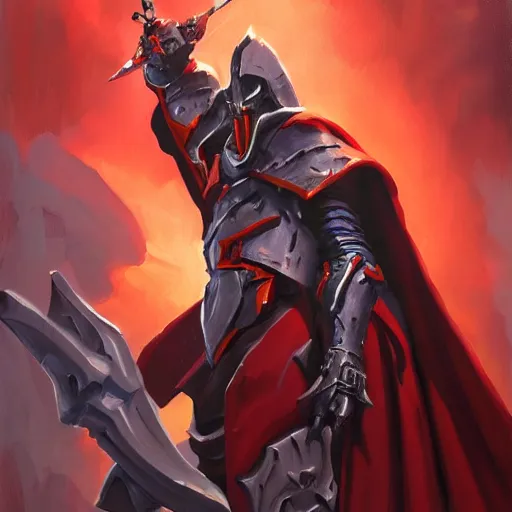 Prompt: greg manchess portrait painting of armored ainz ooal gown aka momon in a red cloak as overwatch character, medium shot, asymmetrical, profile picture, organic painting, sunny day, matte painting, bold shapes, hard edges, street art, trending on artstation, by huang guangjian and gil elvgren and sachin teng