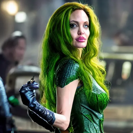 Image similar to Angelina Jolie as Poison Ivy 8k hdr Batman movie still