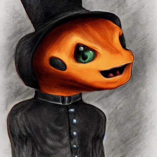 Image similar to a portrait of charmander by tim burton, photorealistic and highly detailed. Gothic.