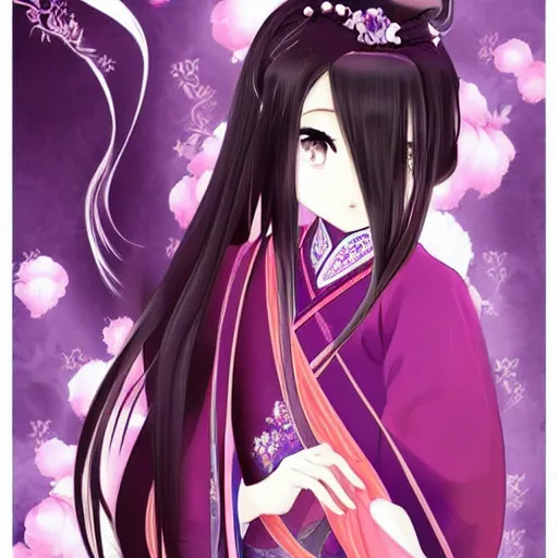 Image similar to elegant chinese princess, purple eyes, anime style, award winning art