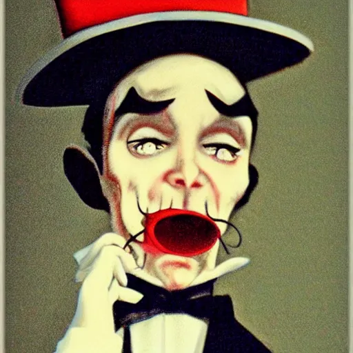 Image similar to vampire look mister jack wearing high hat and monocle