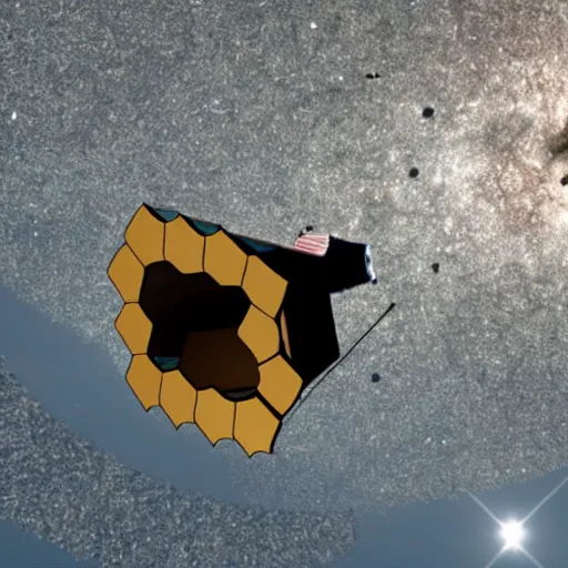 Image similar to james webb telescope crashing into meteor