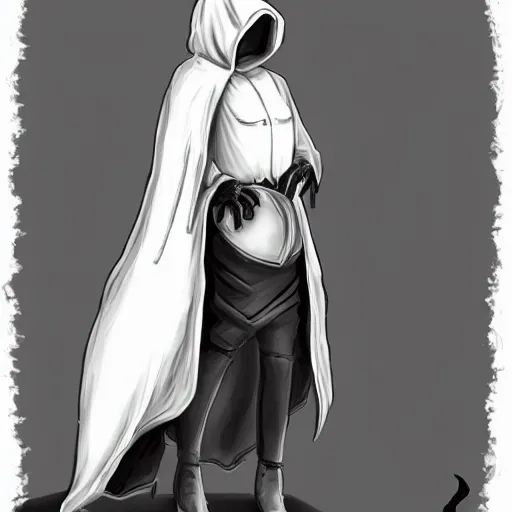 Image similar to female plague doctor donning a black hood, armor and a white crow mask, trending on artstation