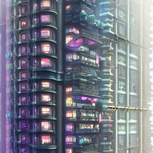 Prompt: half cyberpunk half steampunk skyscraper