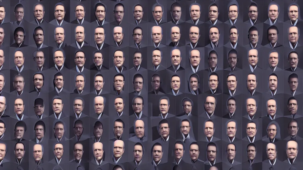 Image similar to 1000 vampire Obama clones ; render by Beeple, 4K