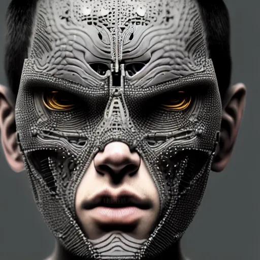 Prompt: ultra realist intricate detailed painting of a single attractive cyborg male, black scales on face and cyborg tech on body, symmetry accurate features, very intricate details, focus, high resolution, 4 k, artstyle alex ries and hiraku tanaka, award winning