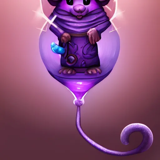 Image similar to mouse reaches for floating purple crystal, RPG Portrait, trending on Artstation, award winning