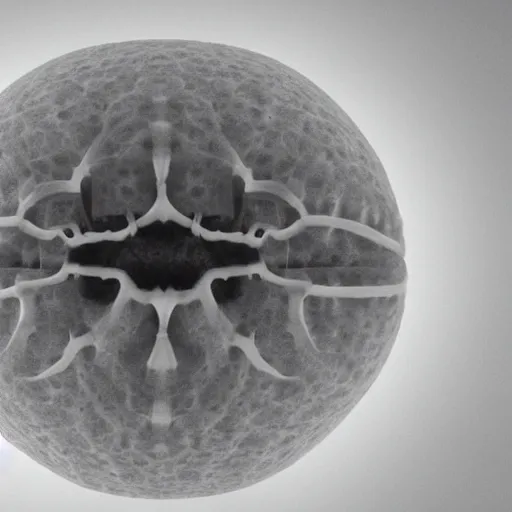 Image similar to x - ray of an orange that has bones inside of it