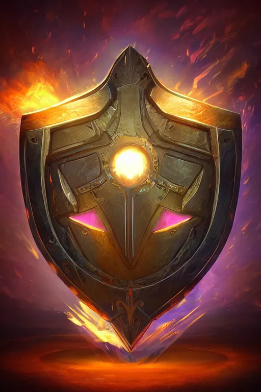 Image similar to shield fantasy epic legends game icon stylized digital illustration radiating a glowing aura global illumination ray tracing hdr fanart arstation by ian pesty and katarzyna da „ bek - chmiel