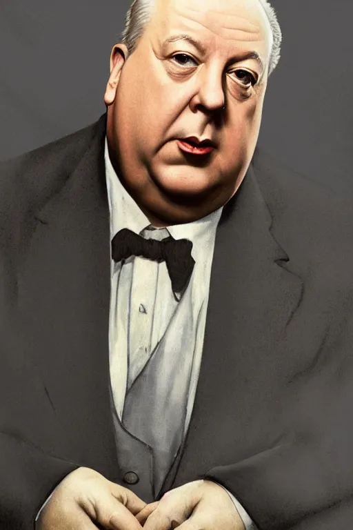 Prompt: alfred hitchcock painted by norman rockwell, 3 d render, unreal engine
