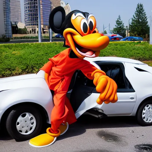 Image similar to real life goofy in a car accident